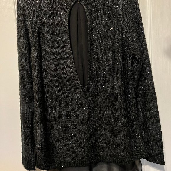 Mirumi-NWT-Long sleeve Sparkle Sweater-Sheer-Lace-Medium-Open Back-Long in back - Picture 11 of 14